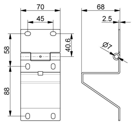 Schéma d'une charnière Latérale Réglable Rallongée pour portes de garage f335 Schéma d'une charnière Latérale Réglable Rallongée pour portes de garage f335