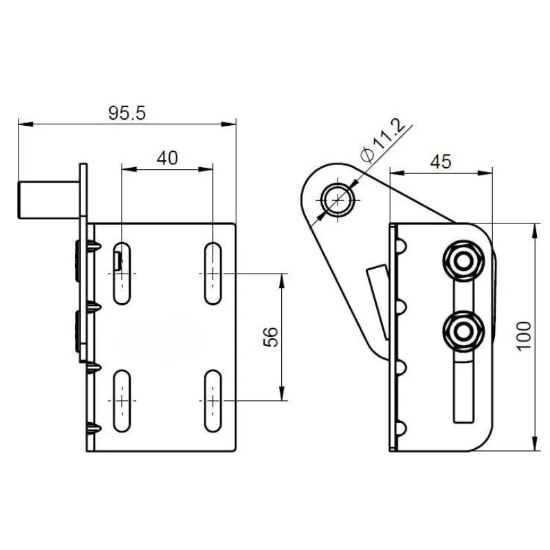 Mesure d'un support Roulette pour portes de garage f2168 Mesure d'un support Roulette pour portes de garage f2168