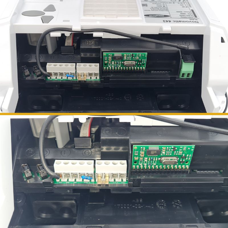 Intérieur d'une tête Motrice de Motorisation Novomatic 443 pour portes de garage sectionnelles NFF15116 Novoferm