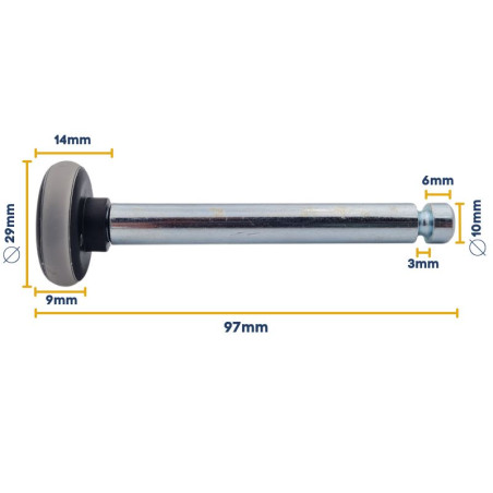 Mesure d'une roulette intérieure basse SSD pour porte de garage sectionnelle Normstahl U200020