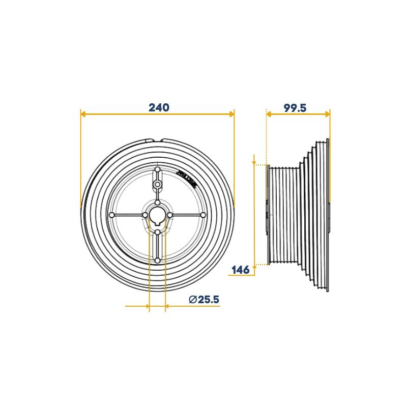 Tambours diamètre interne 25,5mm de porte de garage industrielle F2474-A