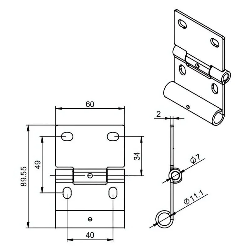 Charnière latérale avec support de roulette pour portes de garage sectionnelles et coulissantes Normstahl K080227 Charnière latérale avec support de roulette pour portes de garage sectionnelles et coulissantes Normstahl K080227