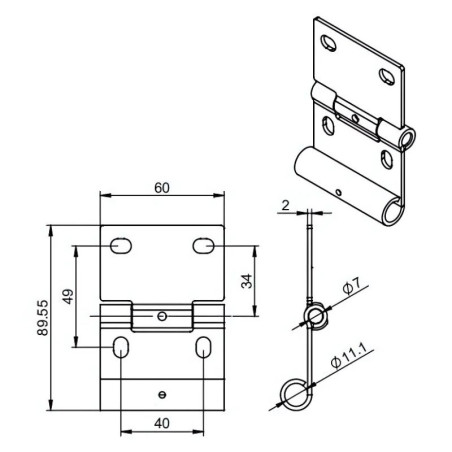 Charnière latérale avec support de roulette pour portes de garage sectionnelles et coulissantes Normstahl K080227