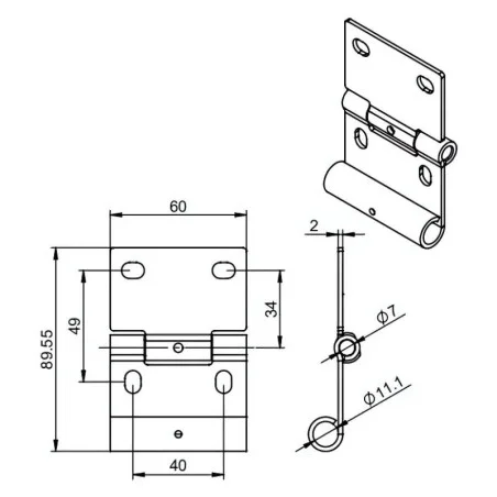 Charnière latérale avec support de roulette pour portes de garage sectionnelles et coulissantes Normstahl K080227