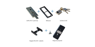 Kit serrure 1 point de fixation de porte basculante monoparoi