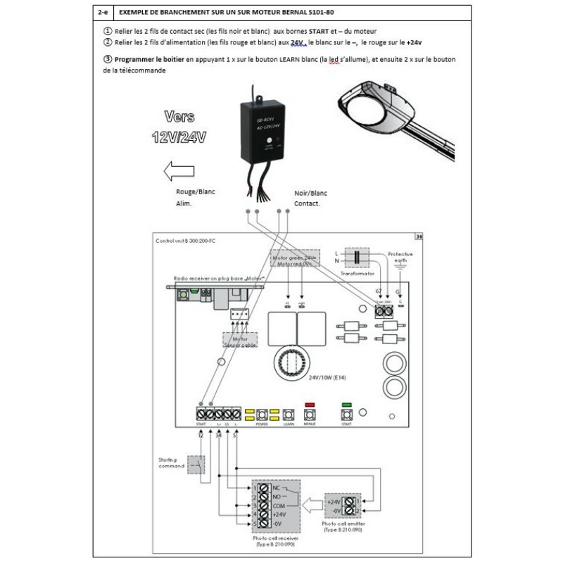 Récepteur Universel pour motorisation de porte de garage avec télécommandes