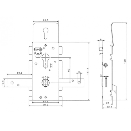 Serrure Tubauto avec cylindre longueur 40mm pour portes de garage basculantes 872120