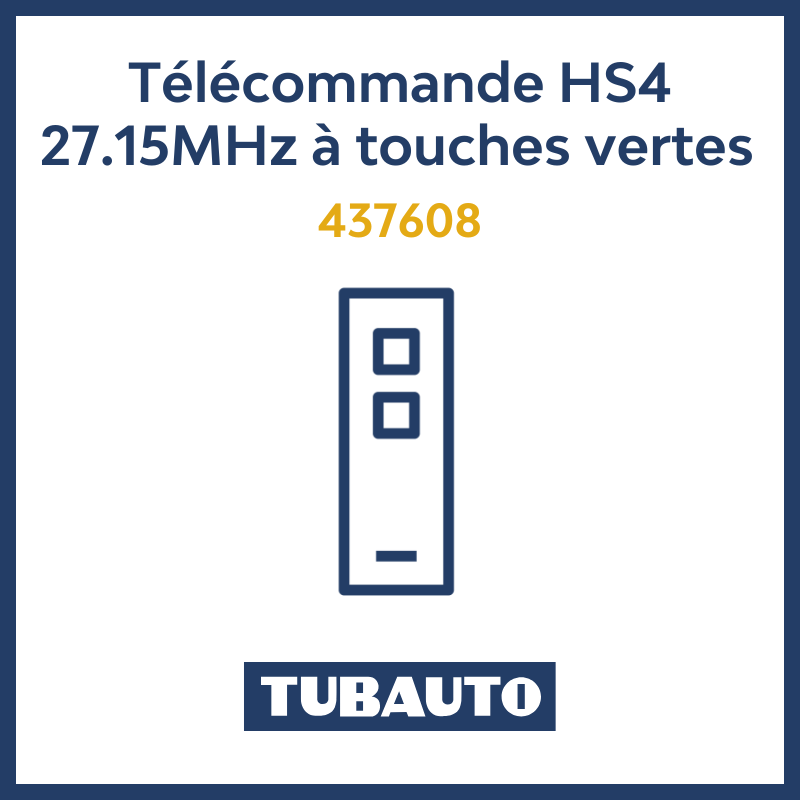 Télécommande HS4 27.15MHz à touches vertes Tubauto porte de garage