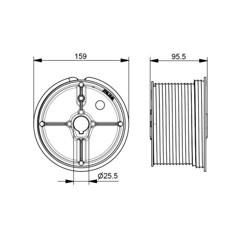 Paire de tambours industriels diamètre 159mm largeur 95,5mm