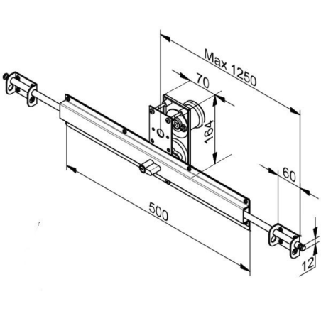 Dimensions serrure avec cylindre horizontal La Toulousaine pour porte de garage