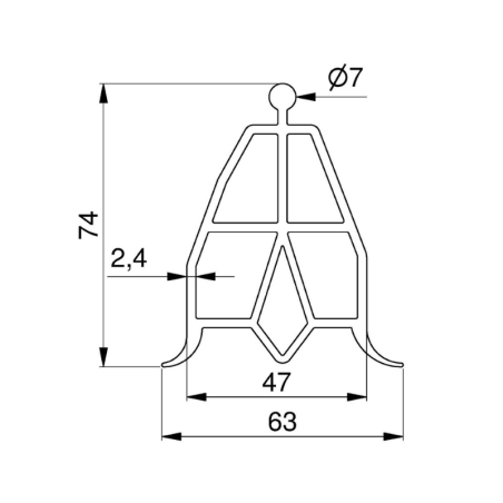 Cotes joint d'étanchéité bas interne aux panneaux 60mm EPCO pour porte de garage sectionnelle