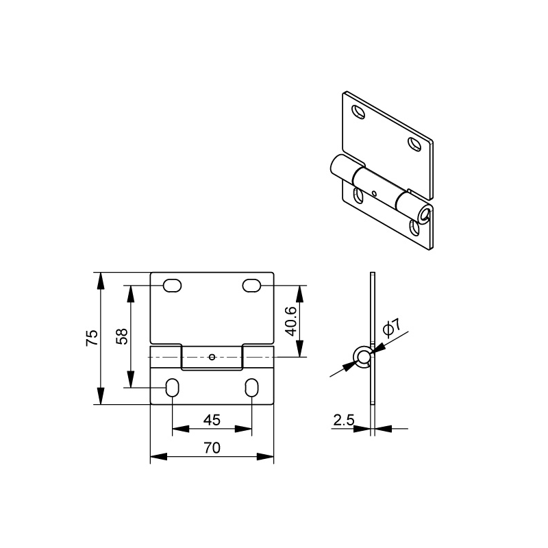 Plan charnière La Toulousaine pour porte de garage