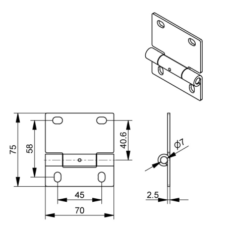 Plan charnière La Toulousaine pour porte de garage