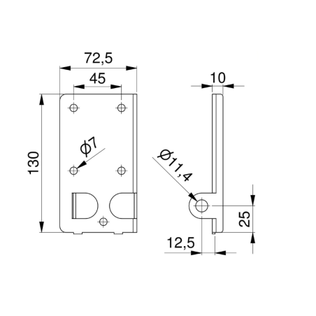 Schéma plaque de base pour porte de garage sectionnelle Europa Gypass.