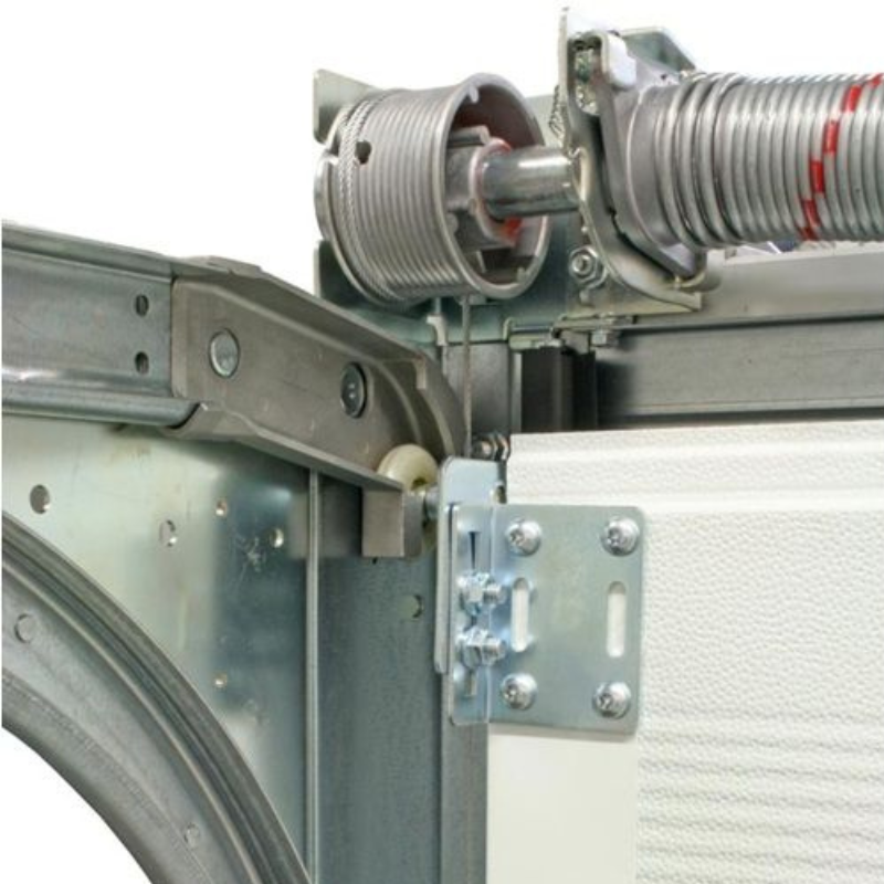 Vue posé paire de tambours de câble Normstahl pour porte de garage sectionnelle