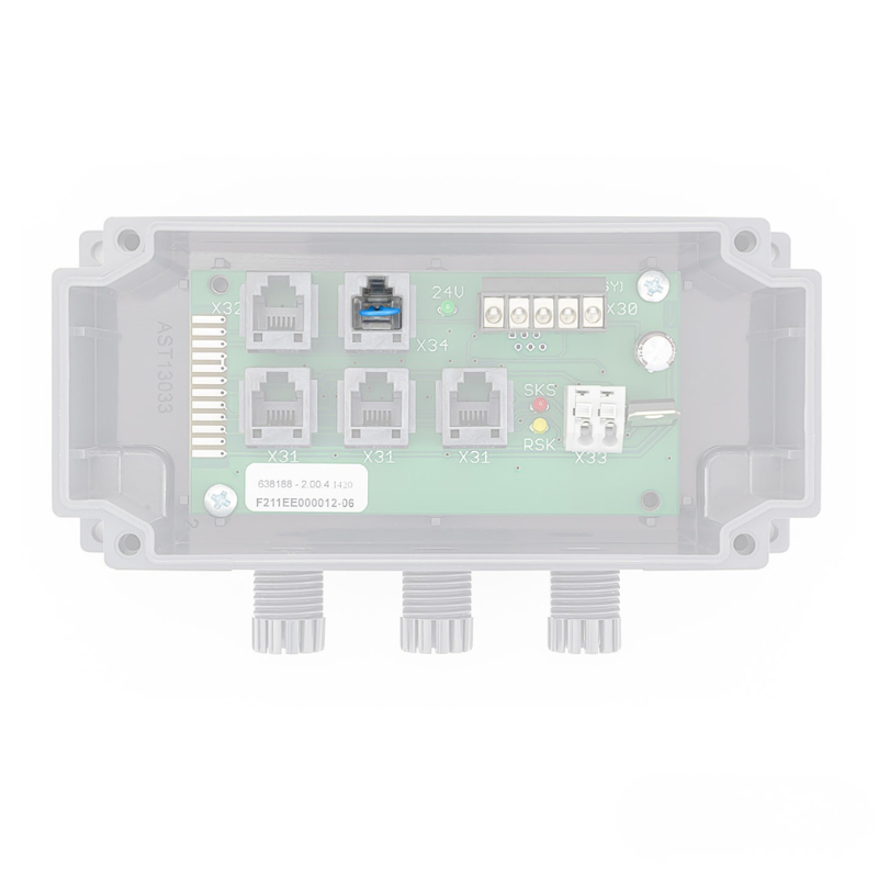 Vue posé prise pontée bleue broche 3-4 pour motorisation Hormann de porte de garage