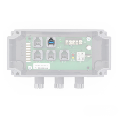 Vue posé prise pontée bleue broche 3-4 pour motorisation Hormann de porte de garage