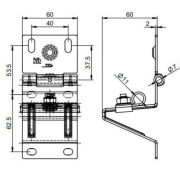 Charnière latérale 60 mm Normstahl pour porte de garage Smart 42