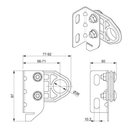 Côtes palier intermédiaire d'arbre pour porte de garage sectionnelle
