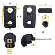 Côtes poignée complète avec cylindre profilé et fixations pour portes de garage Hörmann 4015151