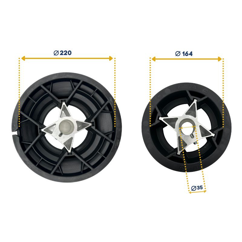 Paire de tambours d'arbre pour porte de garage sectionnelle industrielle Crawford.