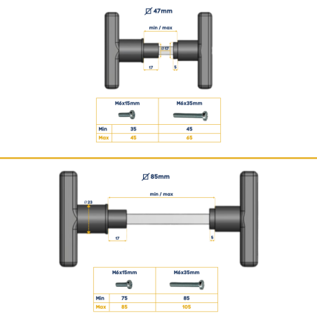 Poignée noire 85 mm pour porte de garage Doitrand