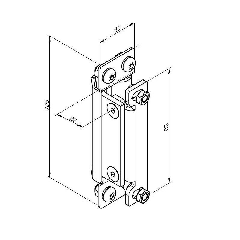 Charnière Portillon invisible Normstahl pour porte de garage sectionnelle