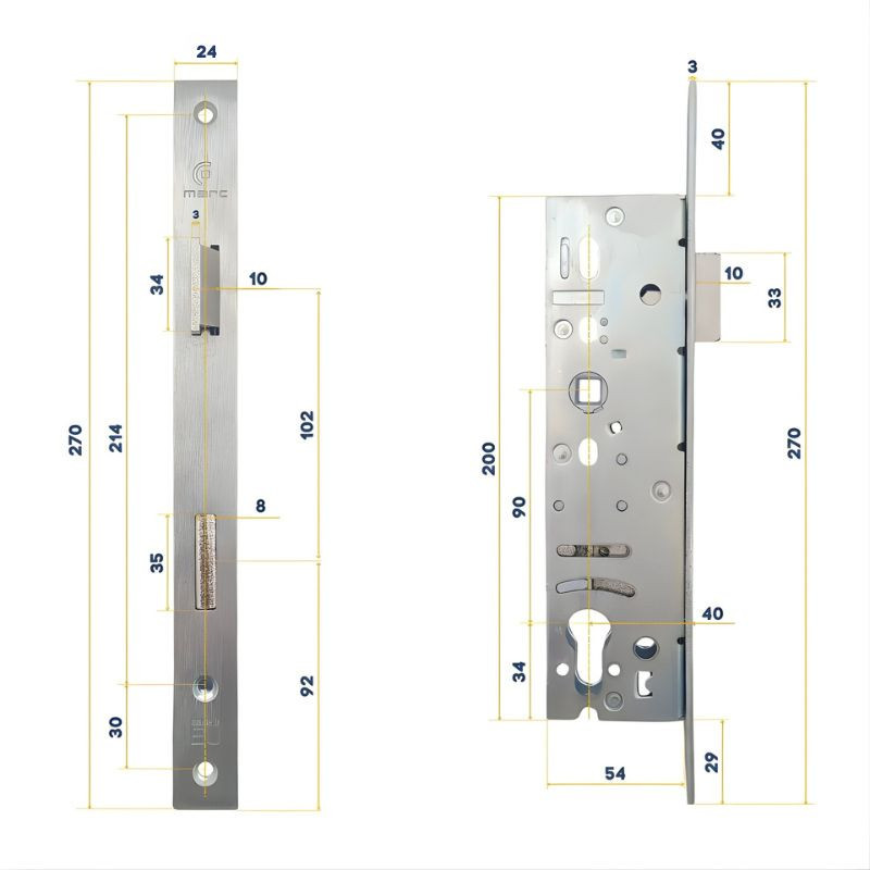 SERRURE REVERSIBLE POUR PORTILLON ISO 45