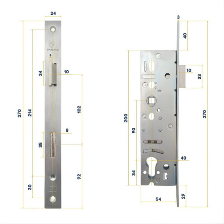 SERRURE REVERSIBLE POUR PORTILLON ISO 45