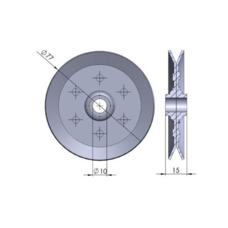 Cotes de poulie diamètre extérieur 77mm de porte de garage sectionnelle