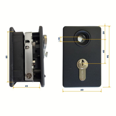 Serrure pour la porte de garage Iso 45 sectionnelle Novoferm NFF11113
