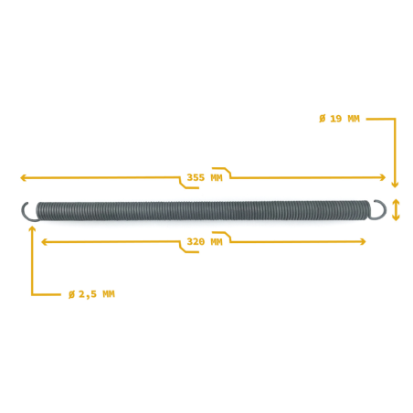 Mesures Ressort traction type A 35,5 cm porte de garage