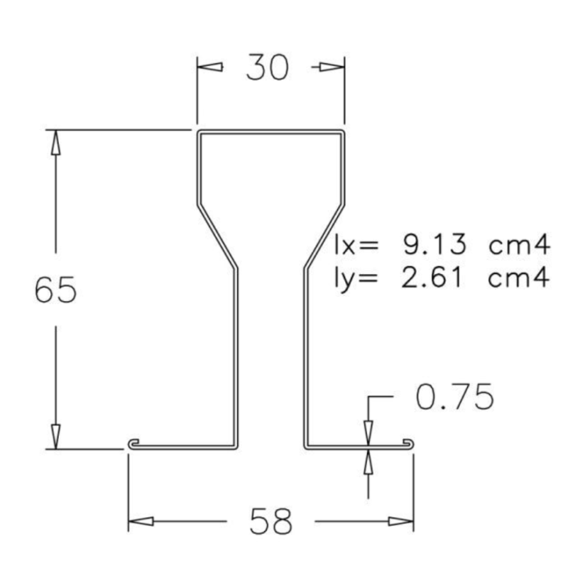 Dimensions raidisseur omega galvanisé de porte de garage sectionnelle