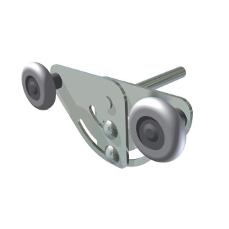 Galet tandem (double roue) pour porte sectionnelle résidentielle et industrielle. Diamètre 46 mm, axe Ø 12 mm.