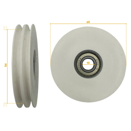 Poulie double gorge 65mm de porte sectionnelle Duo Normstahl H330930-01
