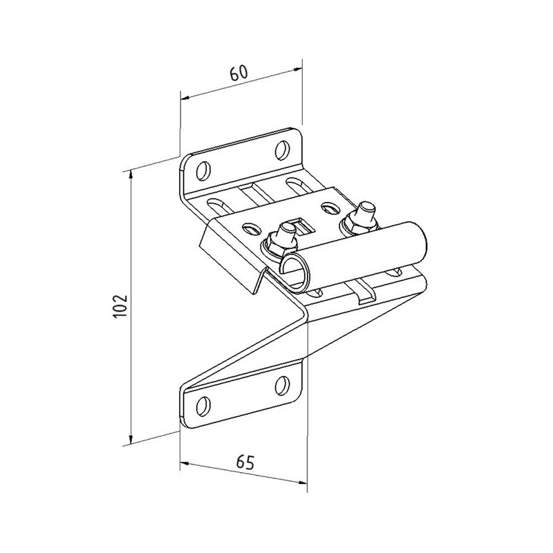 Support de galet haut réglable galvanisé pour porte de garage sectionnelle, largeur de charnière 60 ou 70 mm