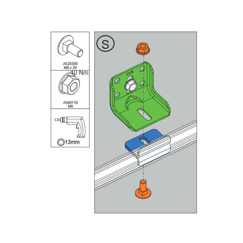 Support de rail 54 mm pour portes coulissantes Normstahl A372030