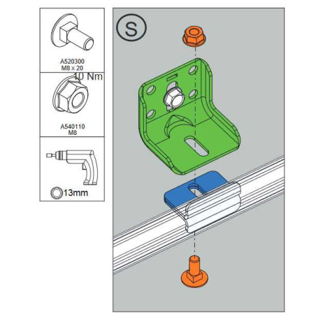 Support de rail 54 mm pour portes coulissantes Normstahl A372030 Support de rail 54 mm pour portes coulissantes Normstahl A372030