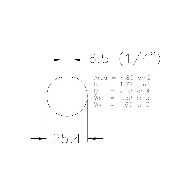 Arbre plein zingué Ø 1" (25.4) avec rainure 