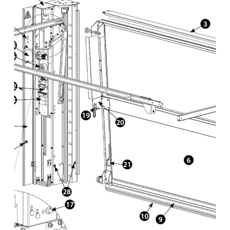 schéma d'un galet de débrayage TMC Plus pour porte de garage pour porte de parking trafimatic + NFF16516
